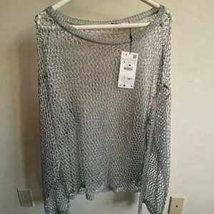 Zara silver top NWT